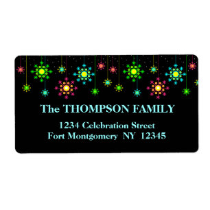 Retro Snowflake Christmas Holiday Address Label