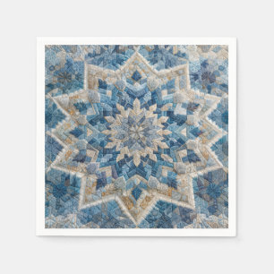 Retro Snowflake Kaleidoscope Quilt  Napkin