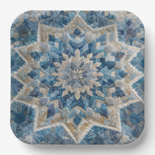Retro Snowflake Kaleidoscope Quilt  Paper Plate