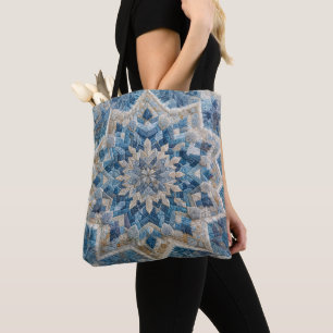 Retro Snowflake Kaleidoscope Quilt  Tote Bag