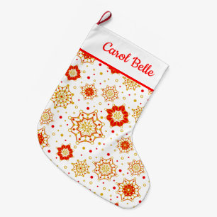Retro Snowflake Pattern Personalised Large Christmas Stocking