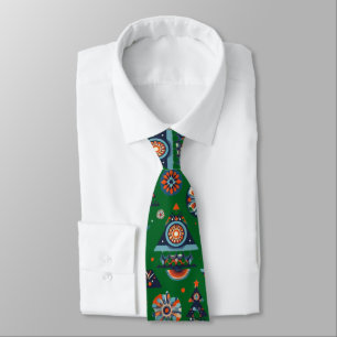 Retro Snowflake Winter Christmas Tree Pattern Tie