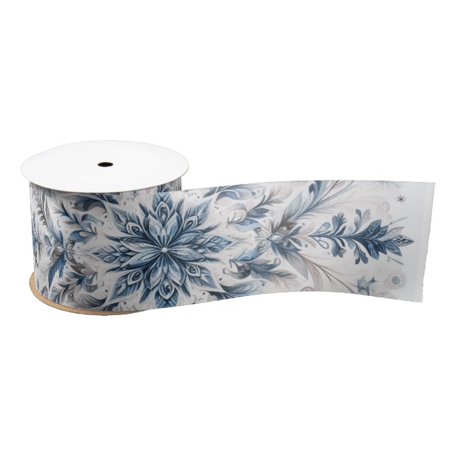 Retro Snowflake Winter Pattern Satin Ribbon (Spool)