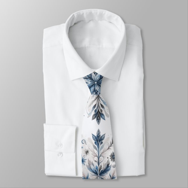 Retro Snowflake Winter Pattern Tie (Tied)