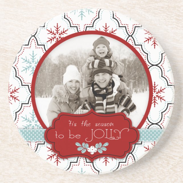 Retro Snowflakes Coaster (Front)