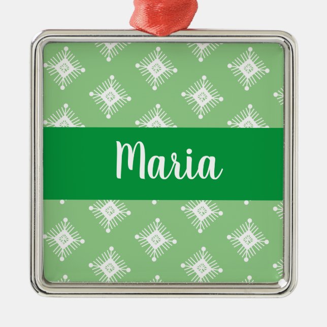 Retro Snowflakes Design Christmas Present Metal Tree Decoration (Front)