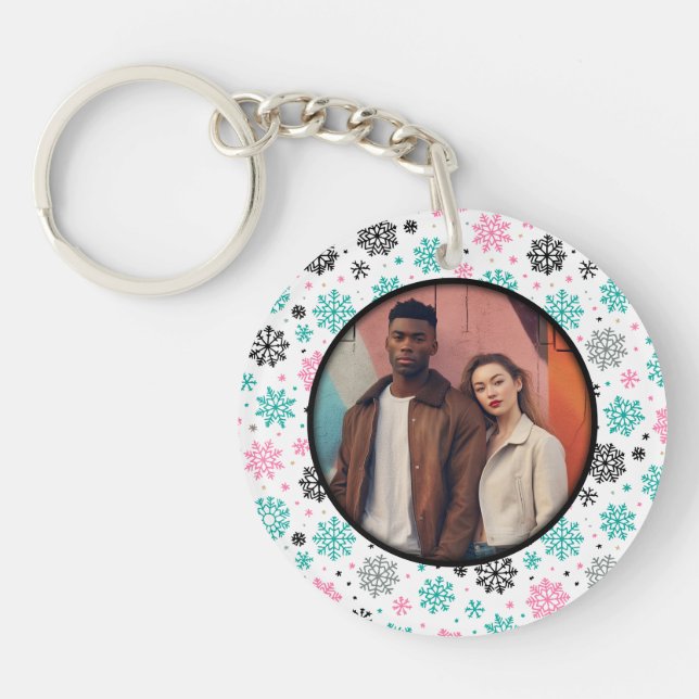 Retro Snowflakes Key Ring (Front)