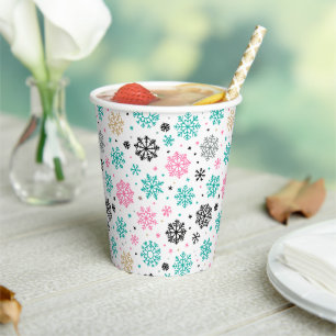 Retro Snowflakes Paper Cups