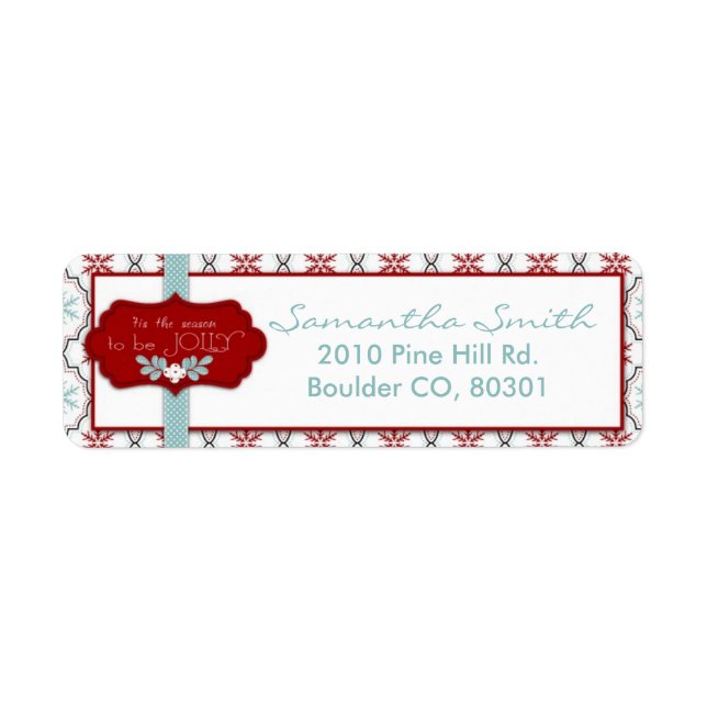 Retro Snowflakes Return Label (Front)