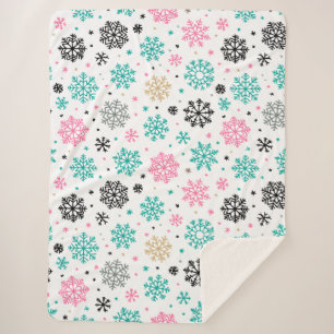 Retro Snowflakes Sherpa Blanket