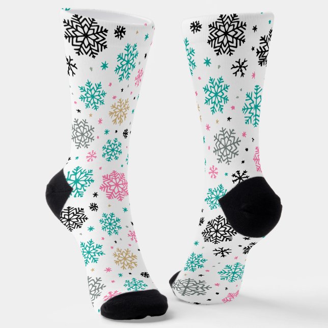 Retro Snowflakes Socks (Angled)