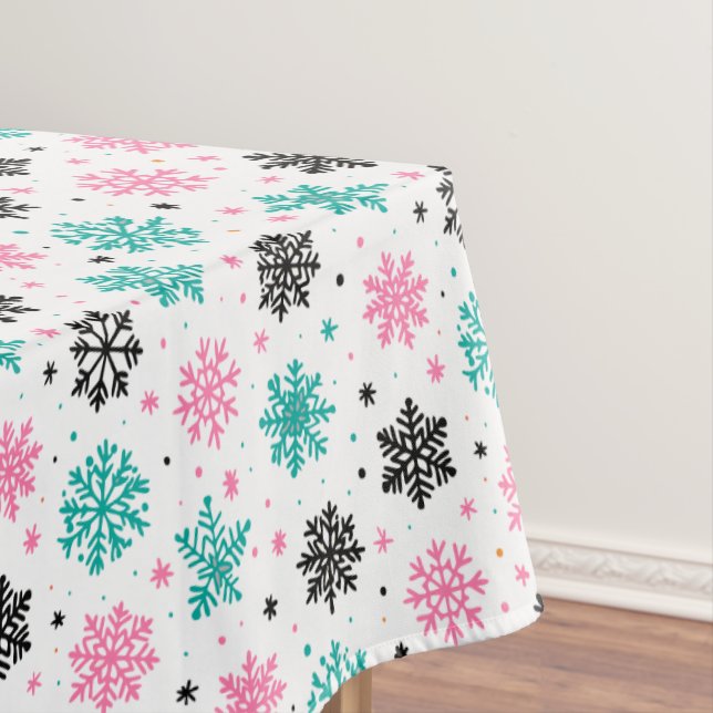 Retro Snowflakes Tablecloth (In Situ)