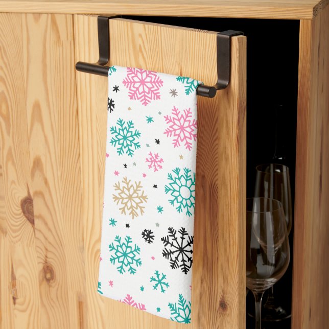 Retro Snowflakes Tea Towel (Thirds Fold)