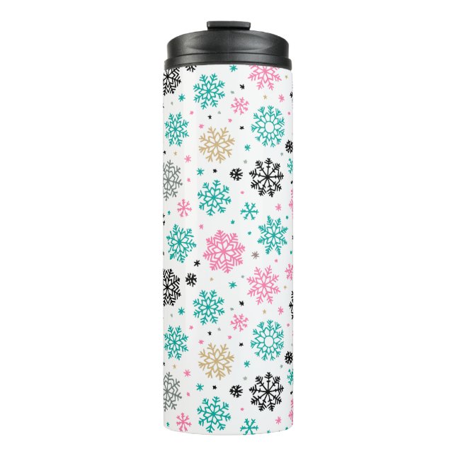 Retro Snowflakes Thermal Tumbler (Front)