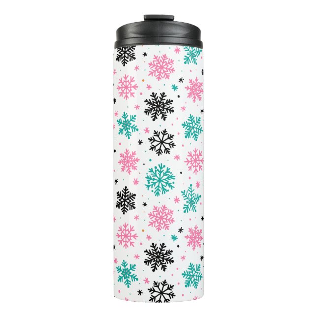 Retro Snowflakes Thermal Tumbler (Front)