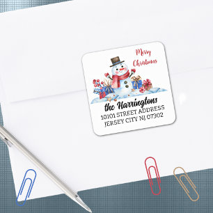 Retro Snowman Christmas Return Address Envy Seal