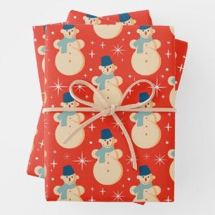 Retro Snowman Christmas Wrapping Paper