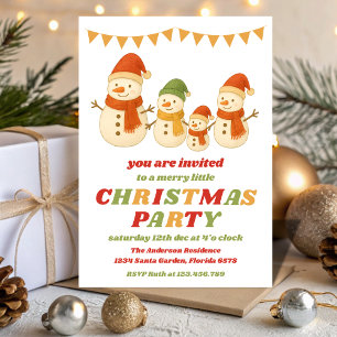 Retro Snowman Editable Christmas Party Invitation