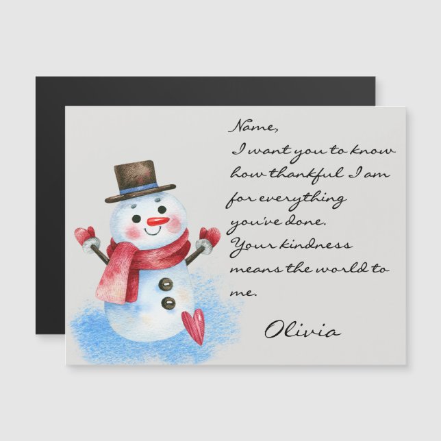 Retro Snowman Holiday All-Occasion Magnetic Card (Front/Back)