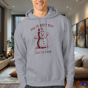 Retro Snowman Hoodie - Vintage Halftone Burgundy