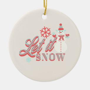 Retro Snowman Let it Snow Christmas  Ceramic Ornam Tree Decoration