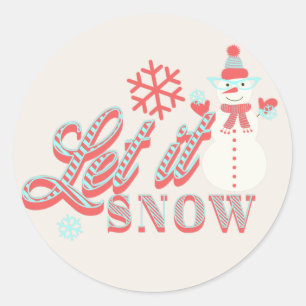 Retro Snowman Let it Snow Christmas Classic Round Classic Round Sticker