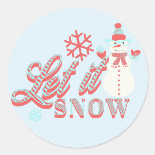 Retro Snowman Let it Snow Christmas  Classic Round Sticker