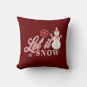Retro Snowman Let it Snow Christmas Cushion