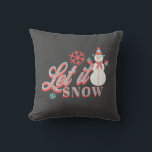 Retro Snowman Let it Snow Christmas  Throw Pillow<br><div class="desc">Cute Christmas Let it Snow Design with Snowman Holding Snowflakes and cool Typography</div>