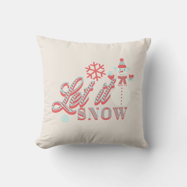 Retro Snowman Let it Snow Christmas  Throw Pillow (Front)