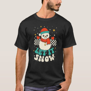 Retro Snowman Let It Snow Merry Christmas Santa Cl T-Shirt