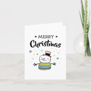 Retro snowman merry christmas holiday card