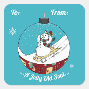 Retro Snowman  Square Sticker