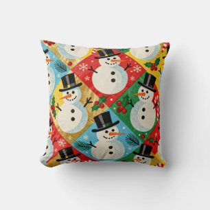Retro Snowmen Cushion
