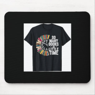 Retro So Many Books Little Time Book Clock Reading Mouse Mat