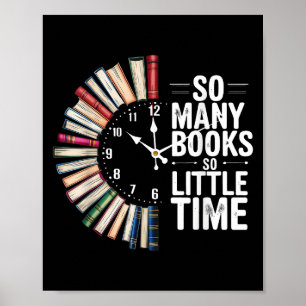 Retro So Many Books Little Time Book Clock Reading Poster