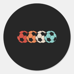Retro Soccer Ball Soccer Player Men Women Kids Classic Round Sticker