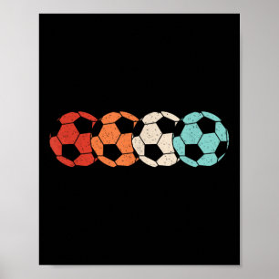 Retro Soccer Ball Soccer Player Men Women Kids Poster