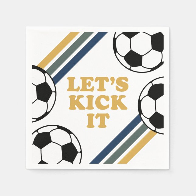 Retro Soccer Birthday Napkin (Front)