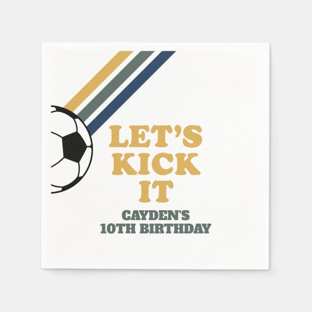 Retro Soccer Birthday Napkins (Front)