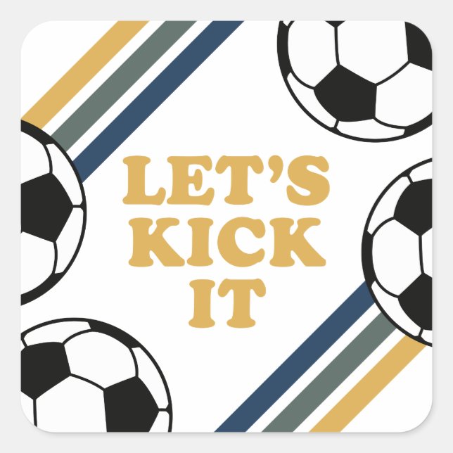 Retro Soccer Birthday Square Sticker (Front)