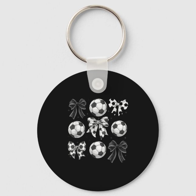 Retro Soccer Bow,game Day,coquette Soccer Mum,mama Key Ring (Front)