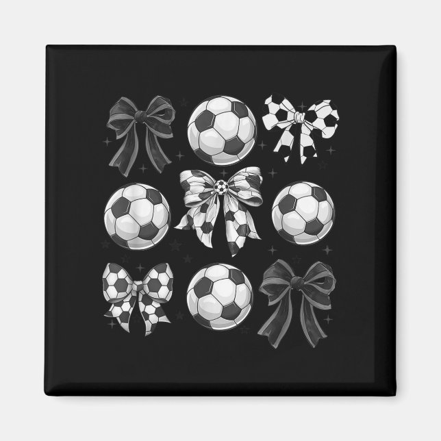 Retro Soccer Bow,game Day,coquette Soccer Mum,mama Magnet (Front)