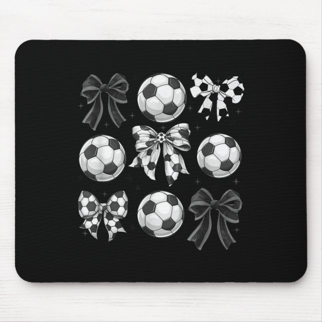 Retro Soccer Bow,game Day,coquette Soccer Mum,mama Mouse Mat (Front)
