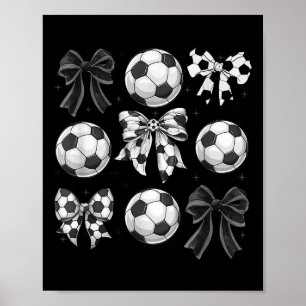 Retro Soccer Bow,game Day,coquette Soccer Mum,mama Poster