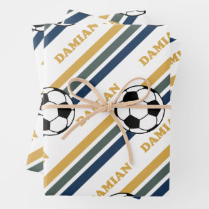 Retro Soccer Damian Wrapping Paper Sheet
