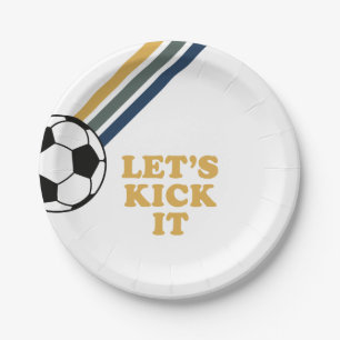 Retro Soccer Let's Kick It Birthday Paper Plates