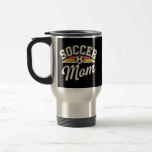 Retro Soccer Mum Design - Vintage Style Football Travel Mug
