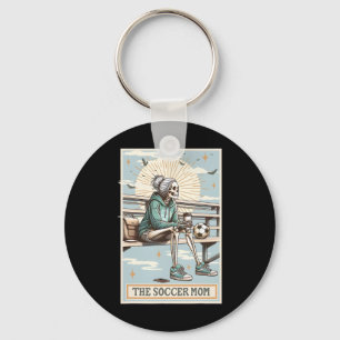 Retro Soccer Mum Tarot Card Soccer Skeleton Mama M Key Ring