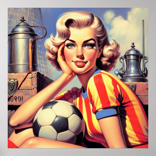 Retro Soccer Pin Up Poster (Front)